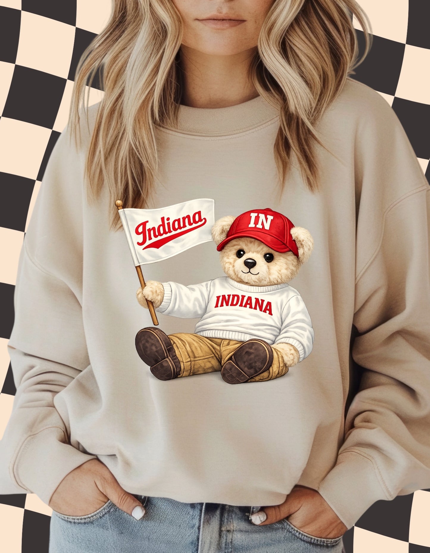 Indiana Teddy Bear Crewneck Sweatshirt