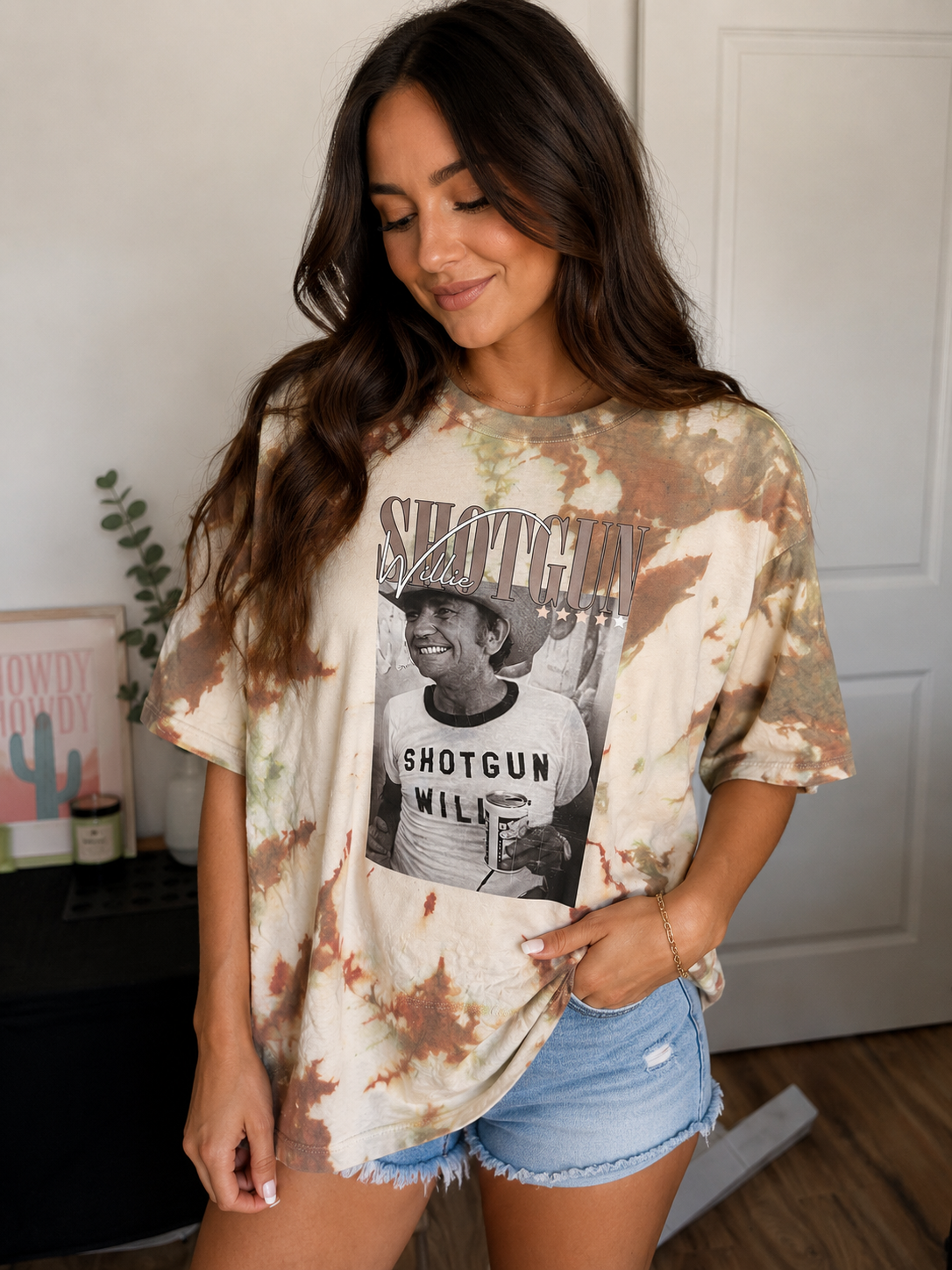 Shotgun Willie Distressed Tie-Dye Graphic Tee