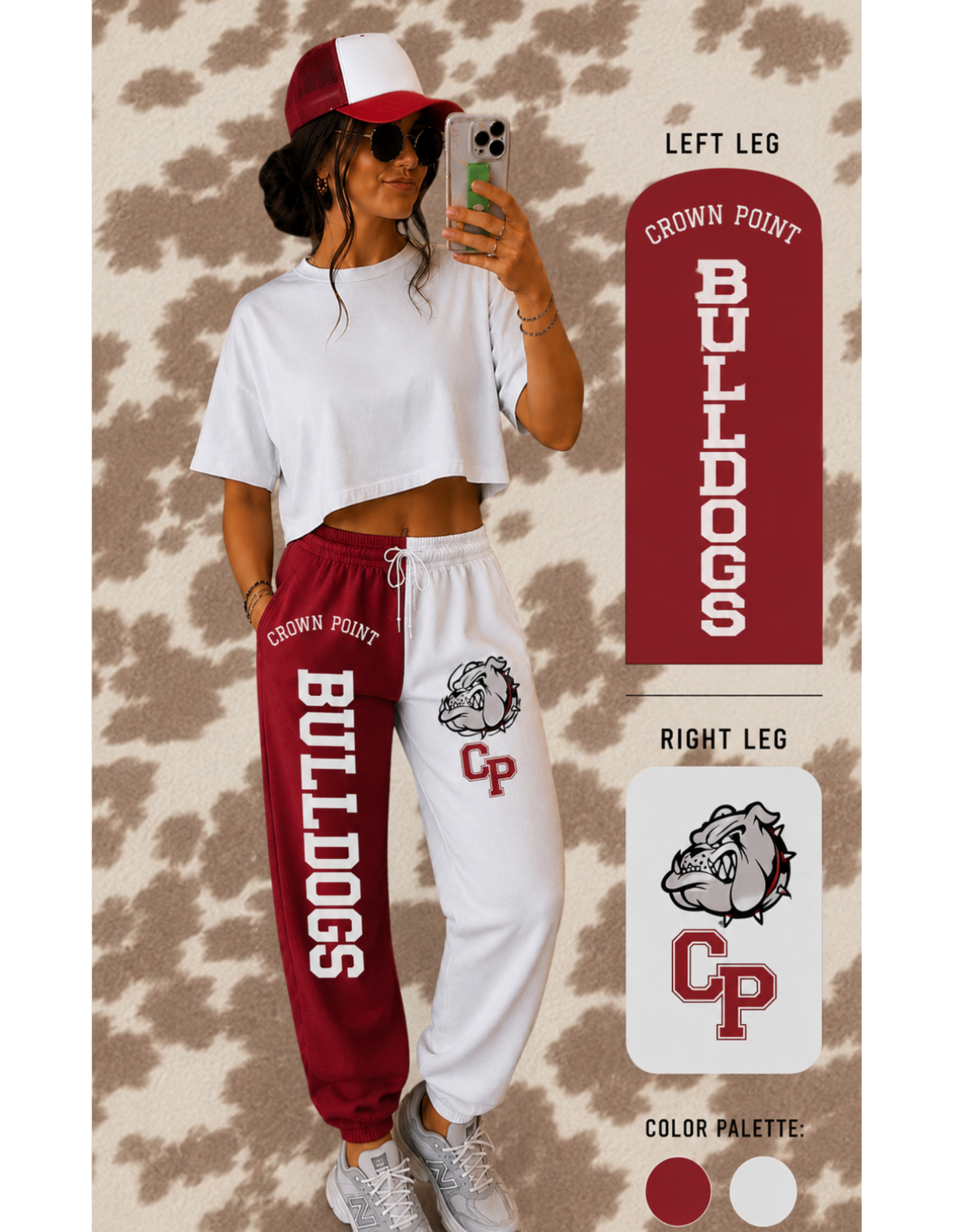 Crown Point Bulldogs Custom Color-Block Sweatpants