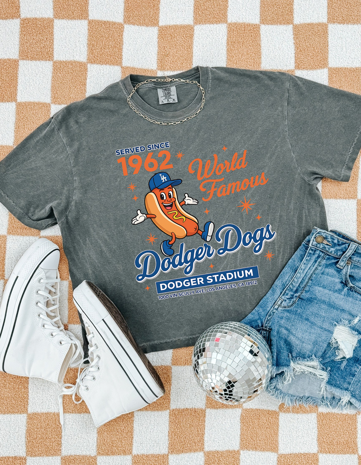 Retro Ballpark Hot Dog Tee-Dodgers