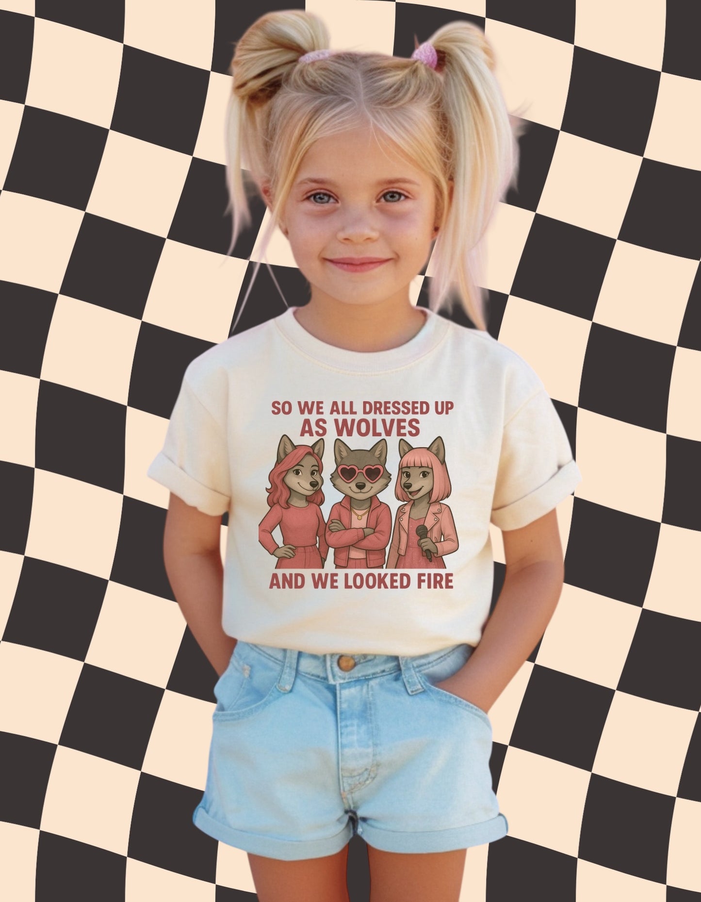 So We All Dressed Up As Wolves Tee – Trendy Kids Graphic Shirt | Wolf Pack Girls Tee