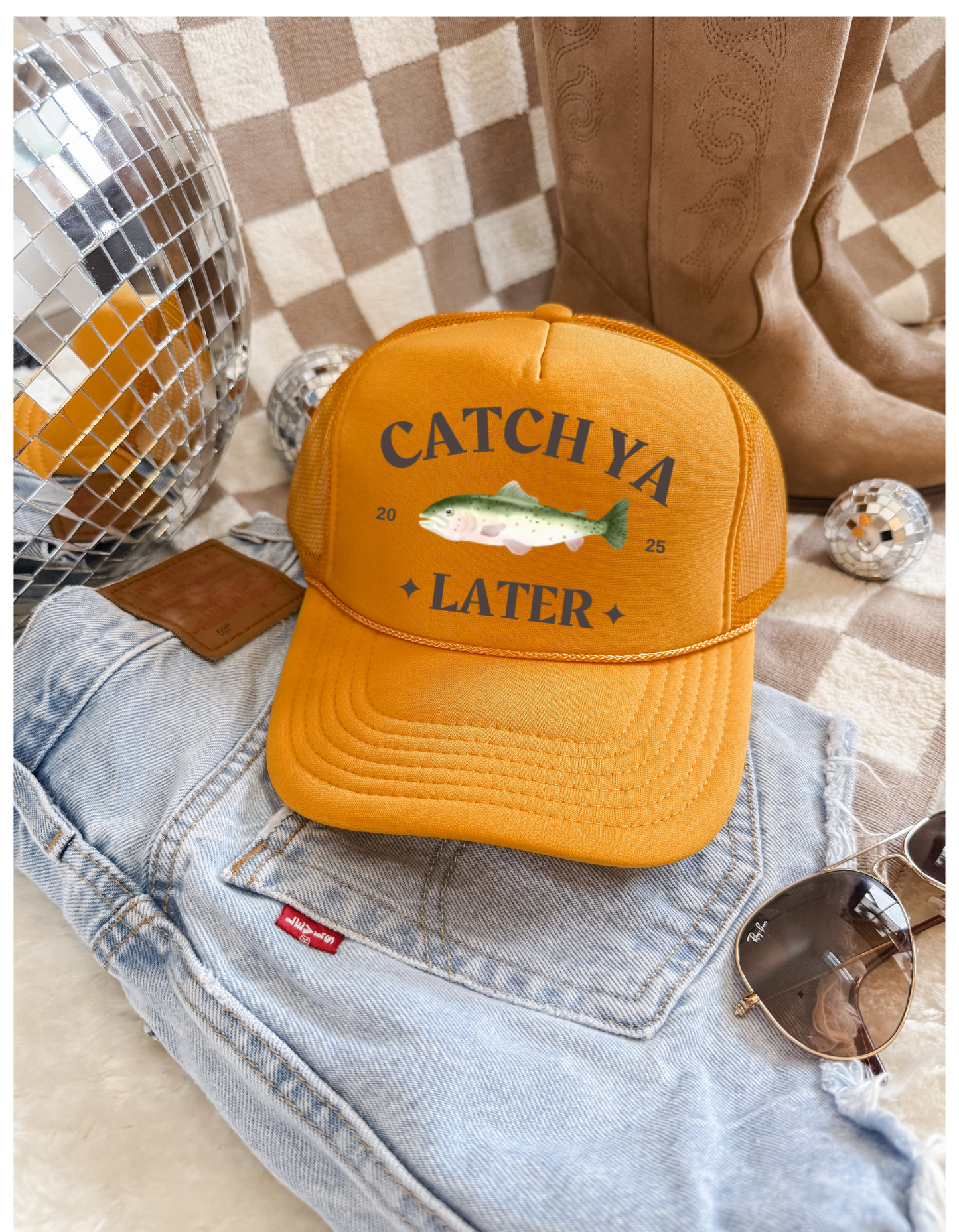 Catch Ya Later Trucker Hat | Funny Fishing Hat | Retro Western Mesh Cap