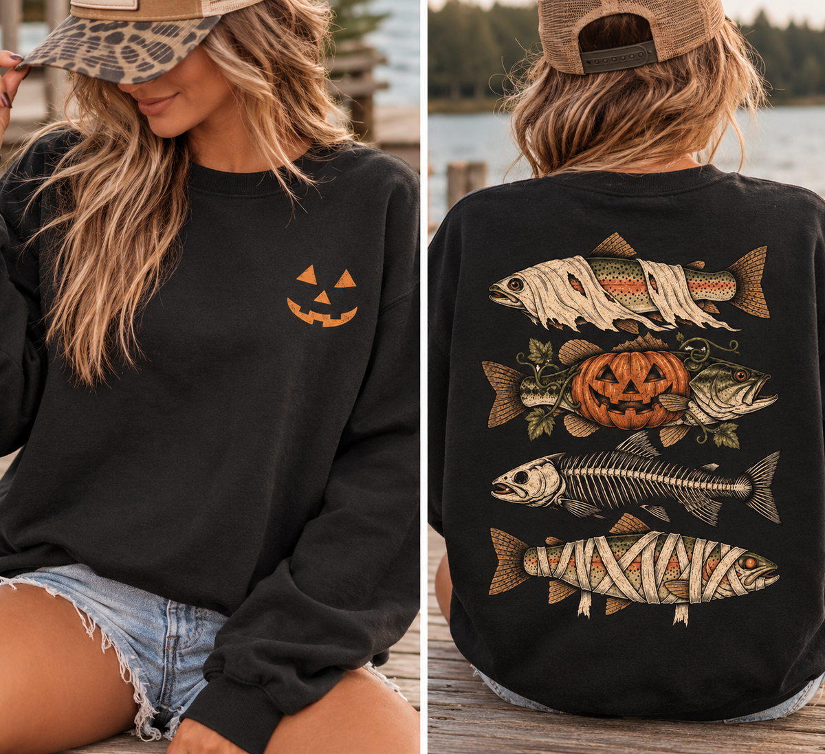 Vintage Halloween Fishing Crewneck