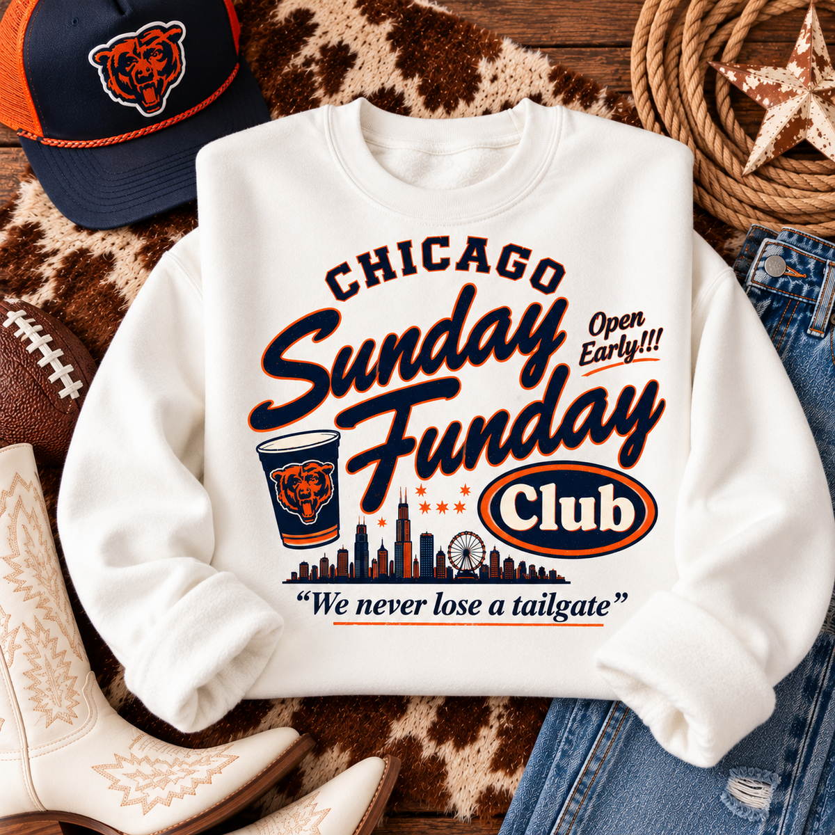 Chicago Sunday Funday Crewneck | Chicago Game Day Sweatshirt | Tailgate Sweatshirt