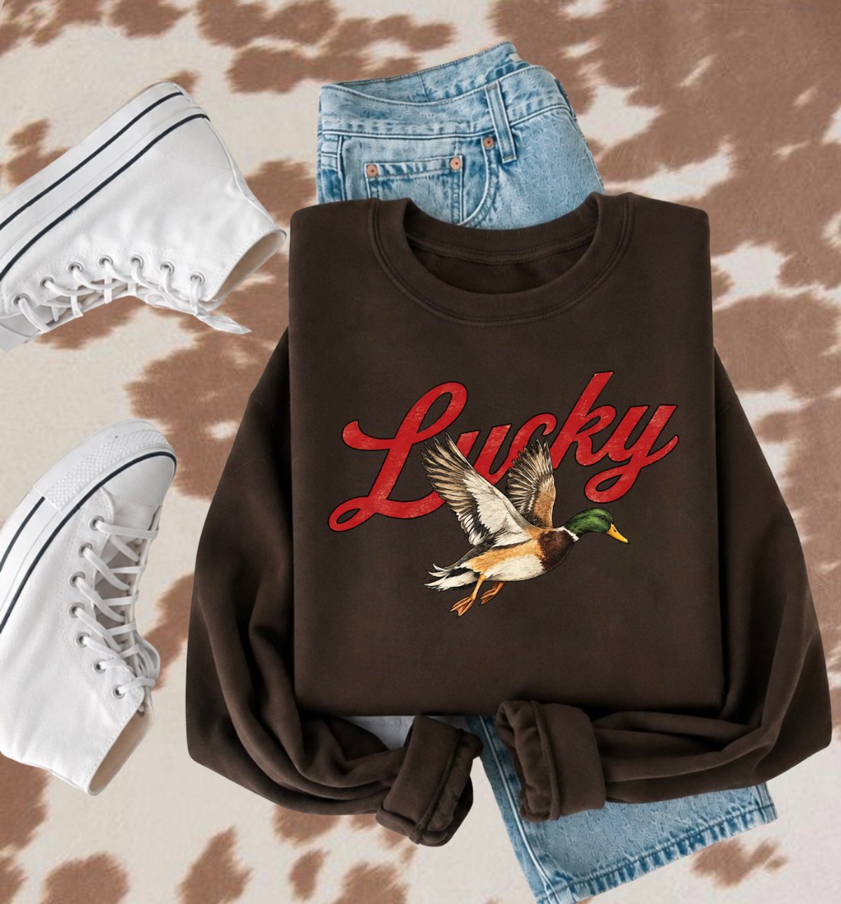 Lucky Duck Sweatshirt | Mallard Duck Hunting Graphic Pullover