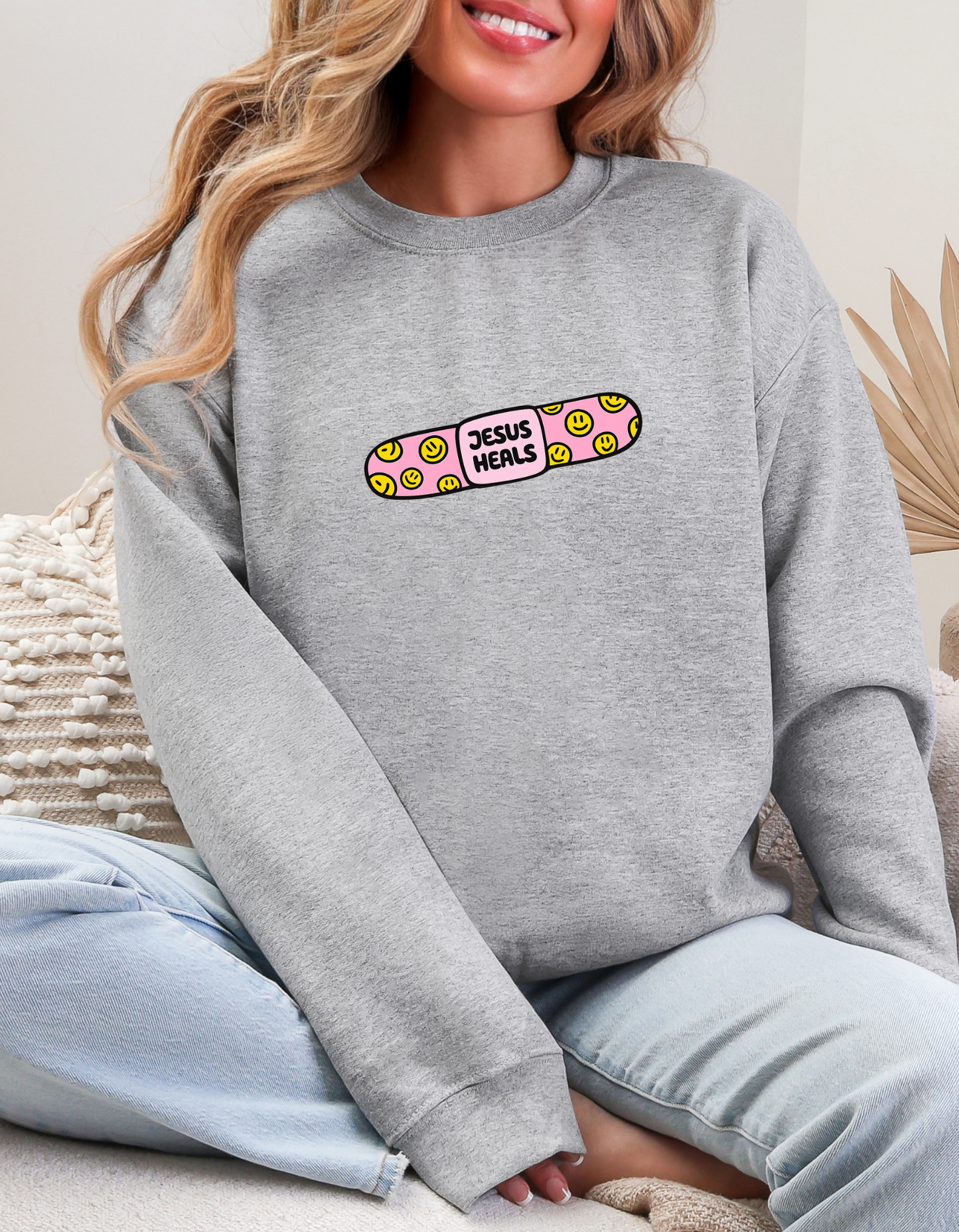 Jesus Heals Smiley Bandage Graphic Tee
