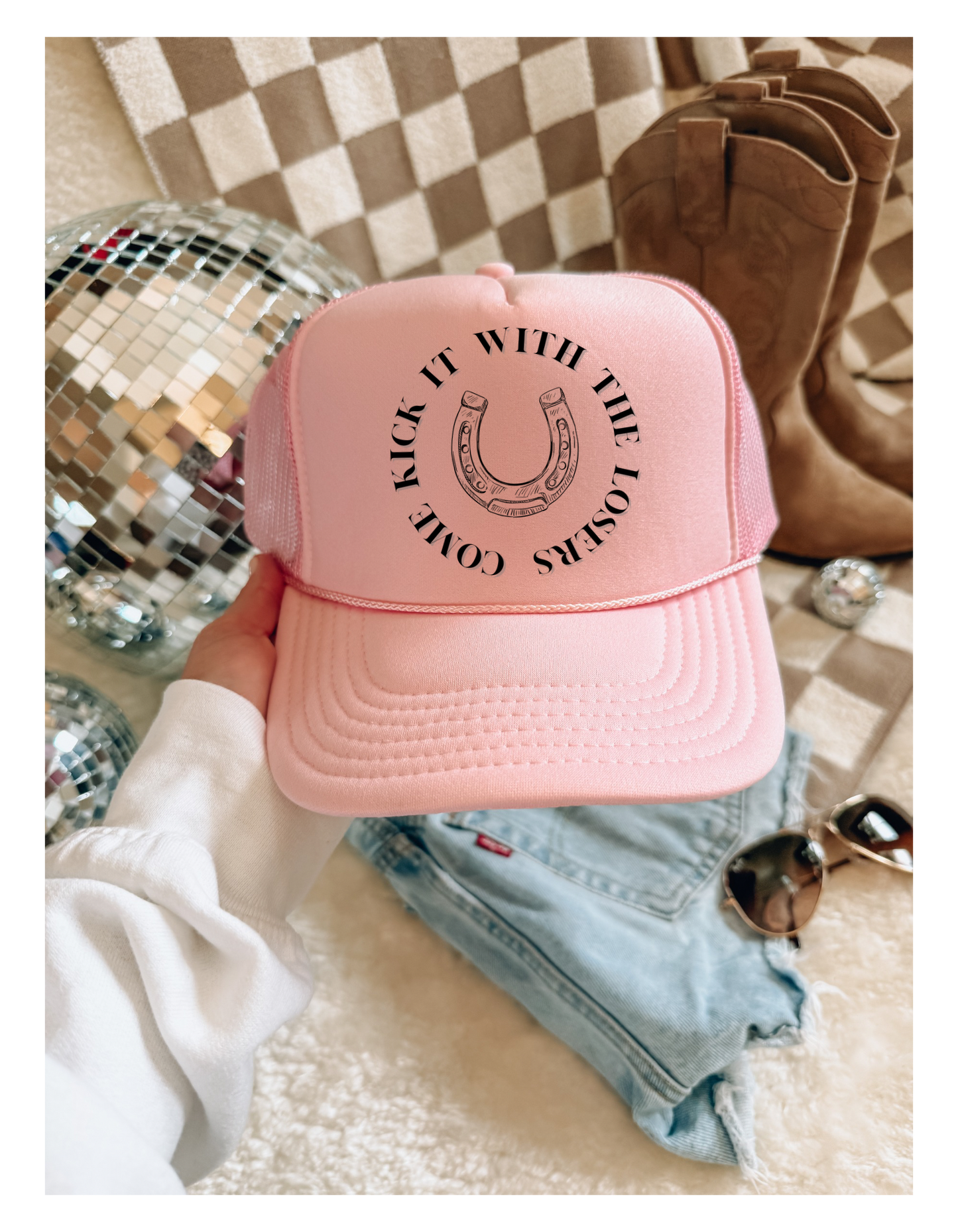 “Come Kick It With the Losers” Trucker Hat – Post Malone x Jelly Roll Lyric Hat