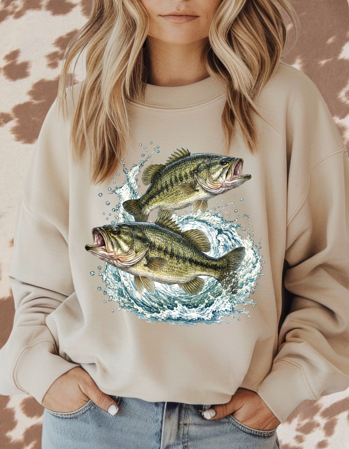 Vintage Bass Fishing Sweatshirt | Largemouth Bass Crewneck | Fishing Girl Sweatshirt | Lake & Cabin Graphic Sweatshirt