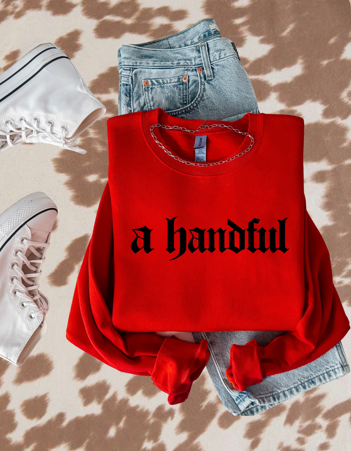 A Handful Graphic Sweatshirt | Red Halloween Sweatshirt