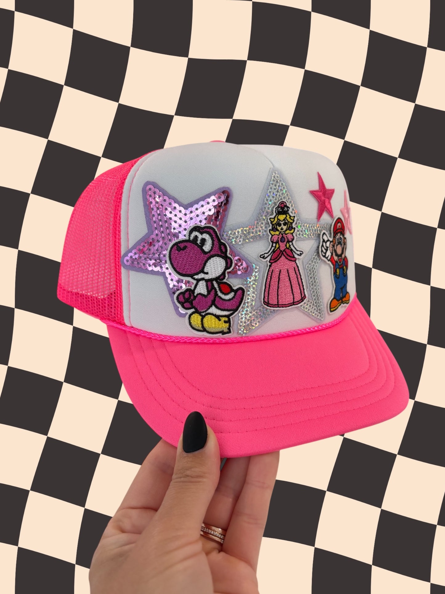 Kids size Princess Peach Mario Kart Trucker Hat