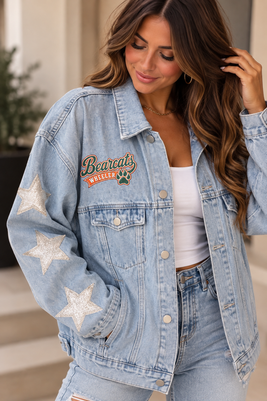Wheeler Bearcats Custom Denim Jacket | Game Day Spiritwear | Iron+Indy