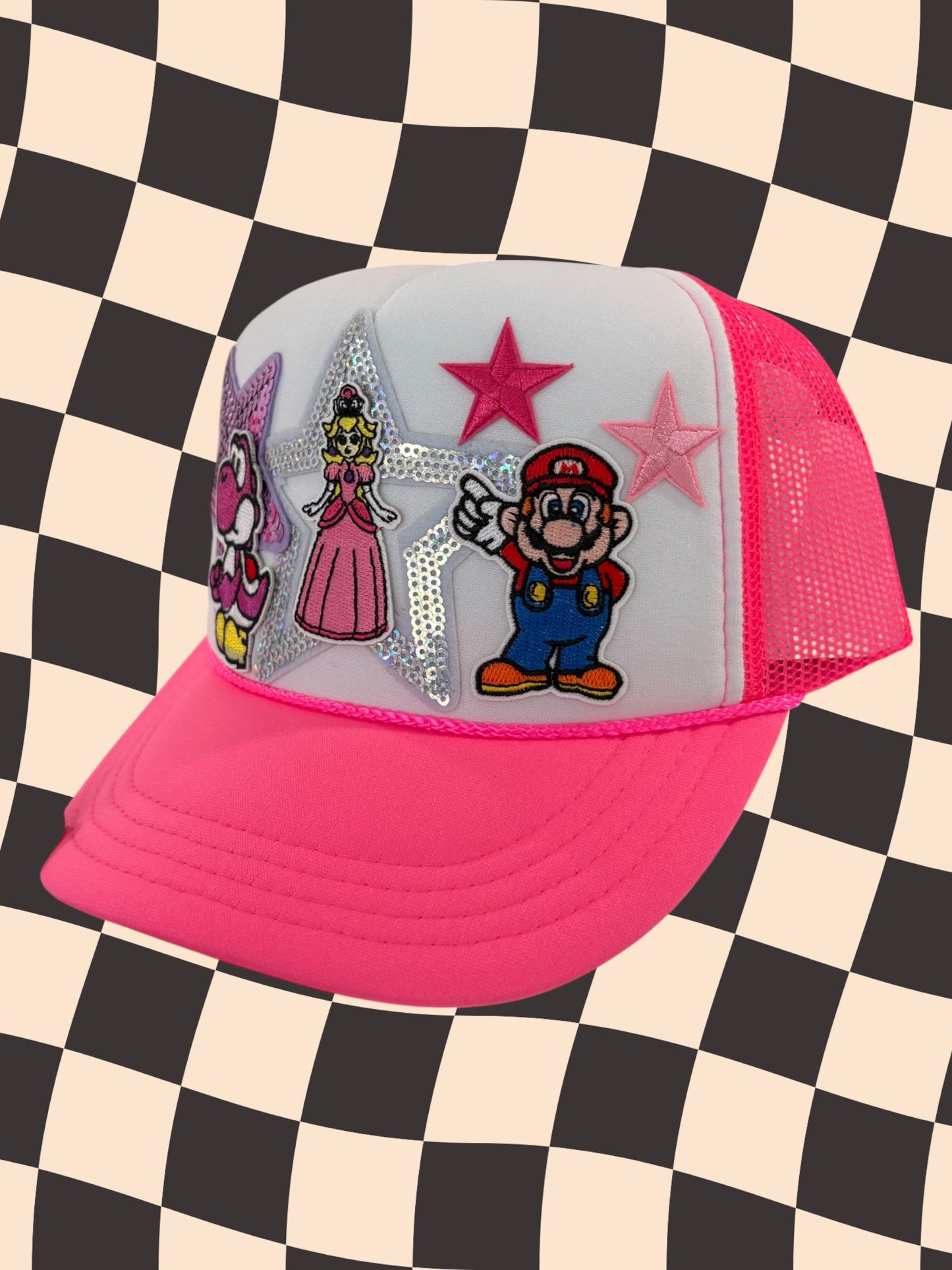 Kids size Princess Peach Mario Kart Trucker Hat