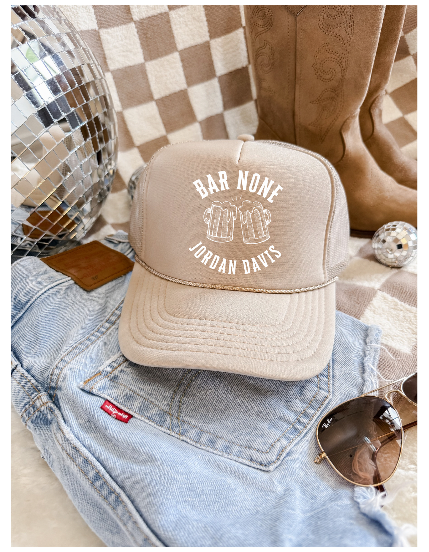 Bar None Beige Trucker Hat