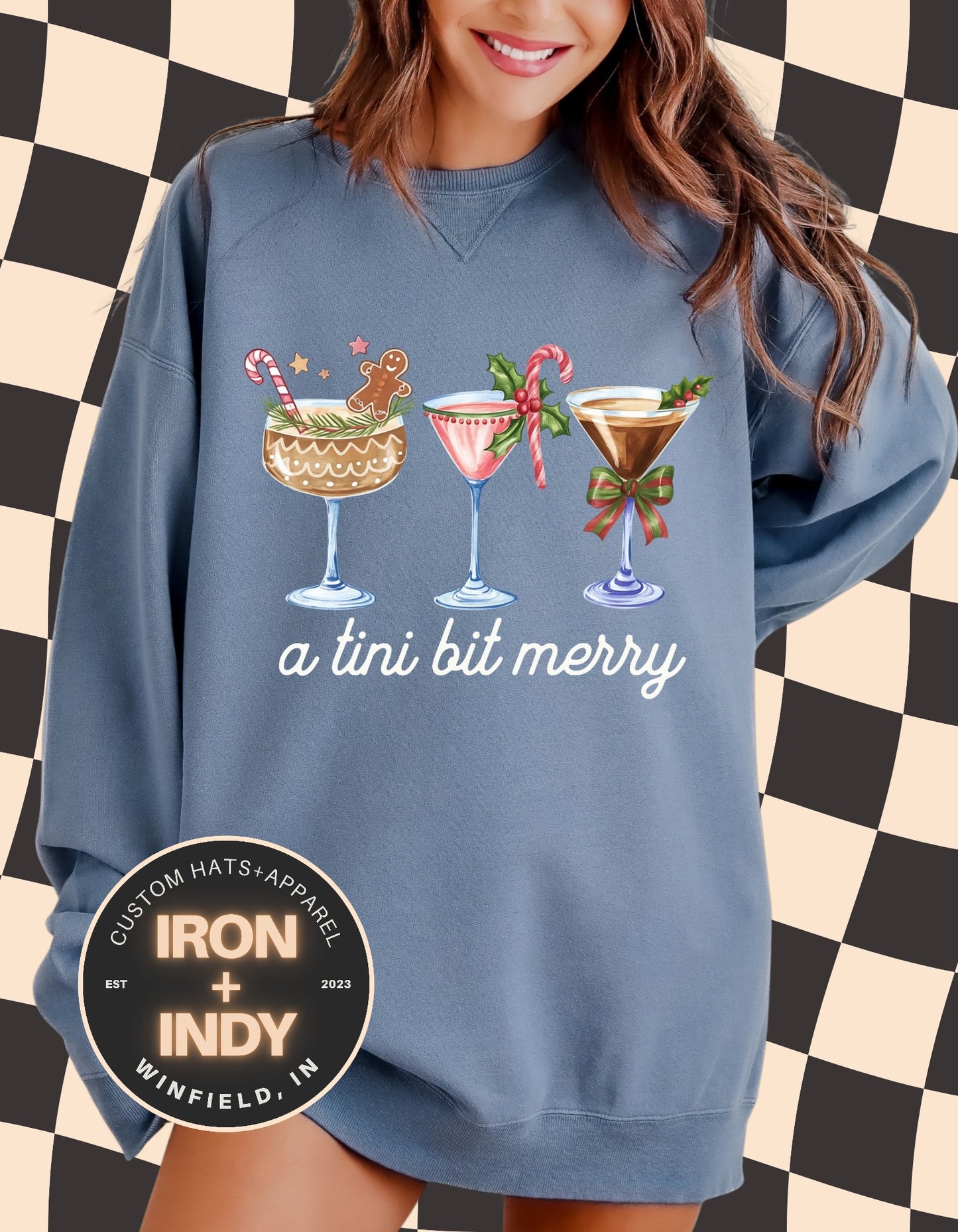 A Tini Bit Merry Christmas Sweatshirt | Festive Holiday Cocktails Crewneck