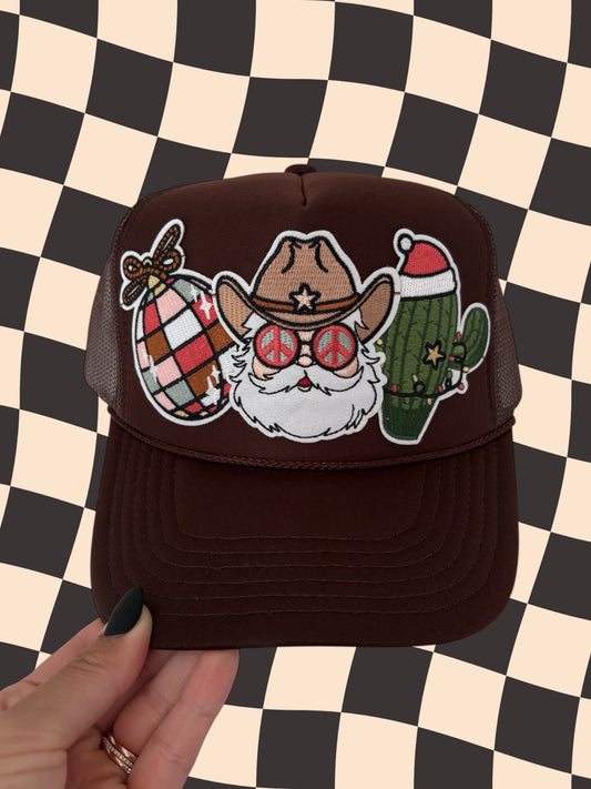 Cowboy Santa Western Christmas Trucker Hat