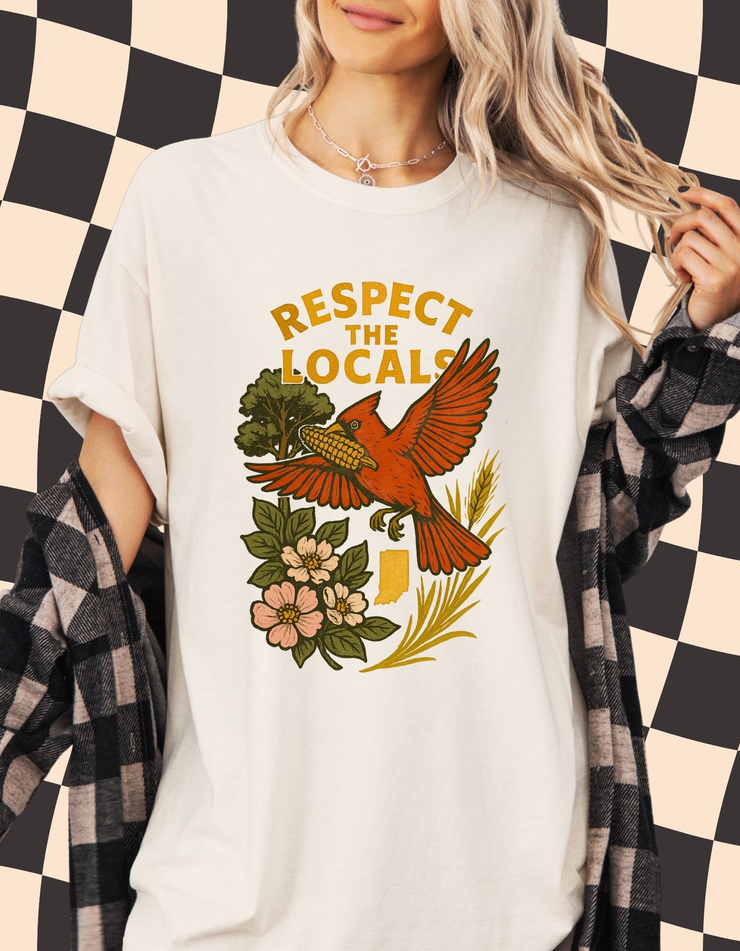 Respect The Locals Graphic Tee | Vintage Cardinal T-Shirt | Nature Lover Gift