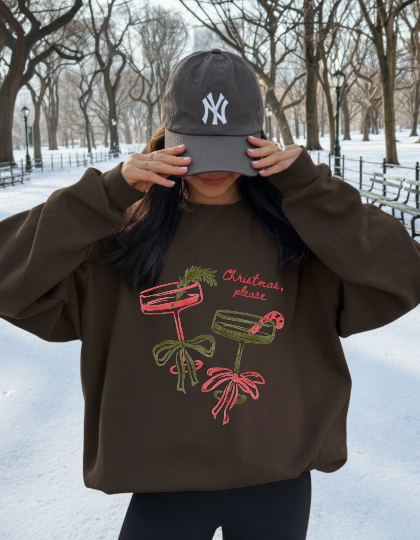 Christmas, Please! Holiday Cocktail Sweatshirt – Cozy Neutral Crewneck