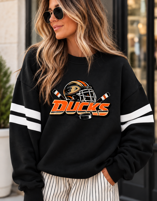 Anaheim Ducks Hockey Sweatshirt | Orange & Black Game Day Pullover