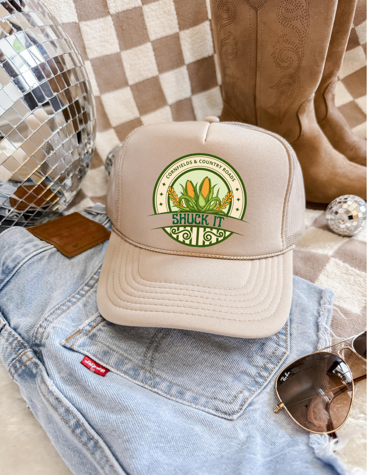 “Shuck It” Cornfields & Country Roads Trucker Hat