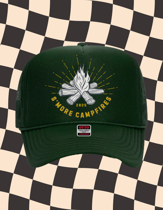 S’more Campfires Trucker Hat | Retro Campfire Mesh Cap 2025