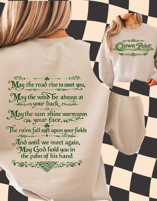 Crown Point Irish Blessing Sweatshirt – Celtic Font St. Patrick’s Day Crewneck