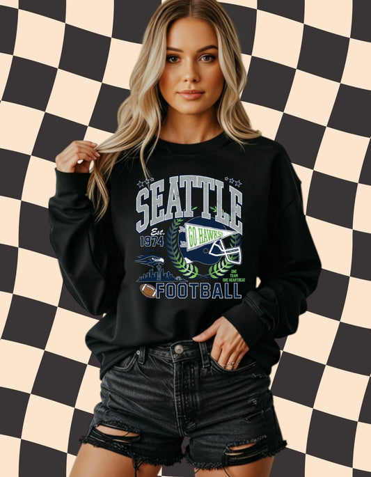 Seattle Football Vintage Crewneck Sweatshirt-Super Bowl