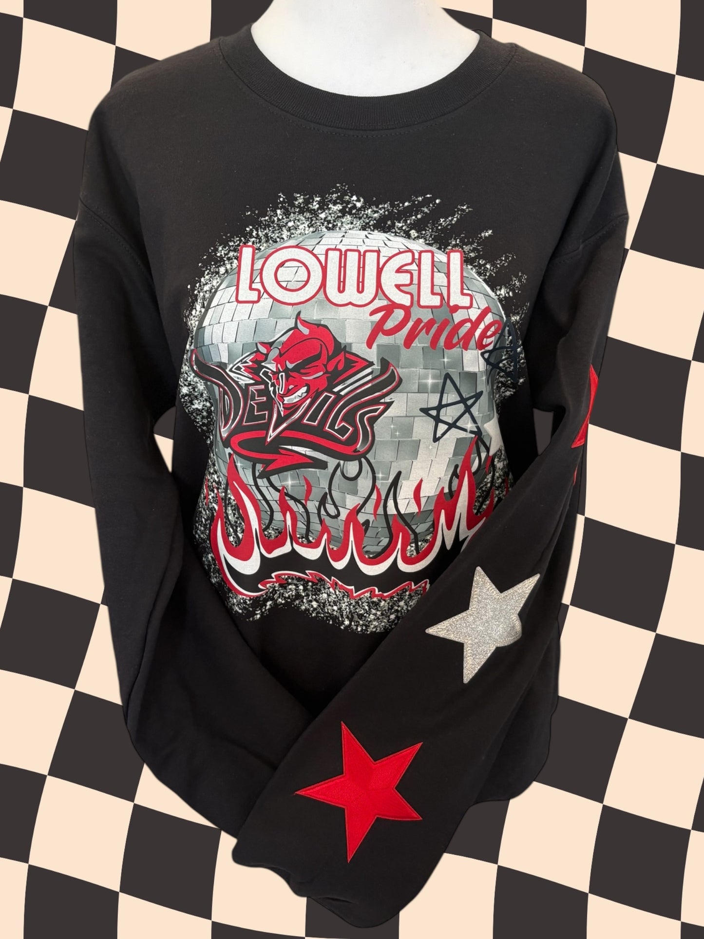 Lowell Red Devils Crewneck with Stars
