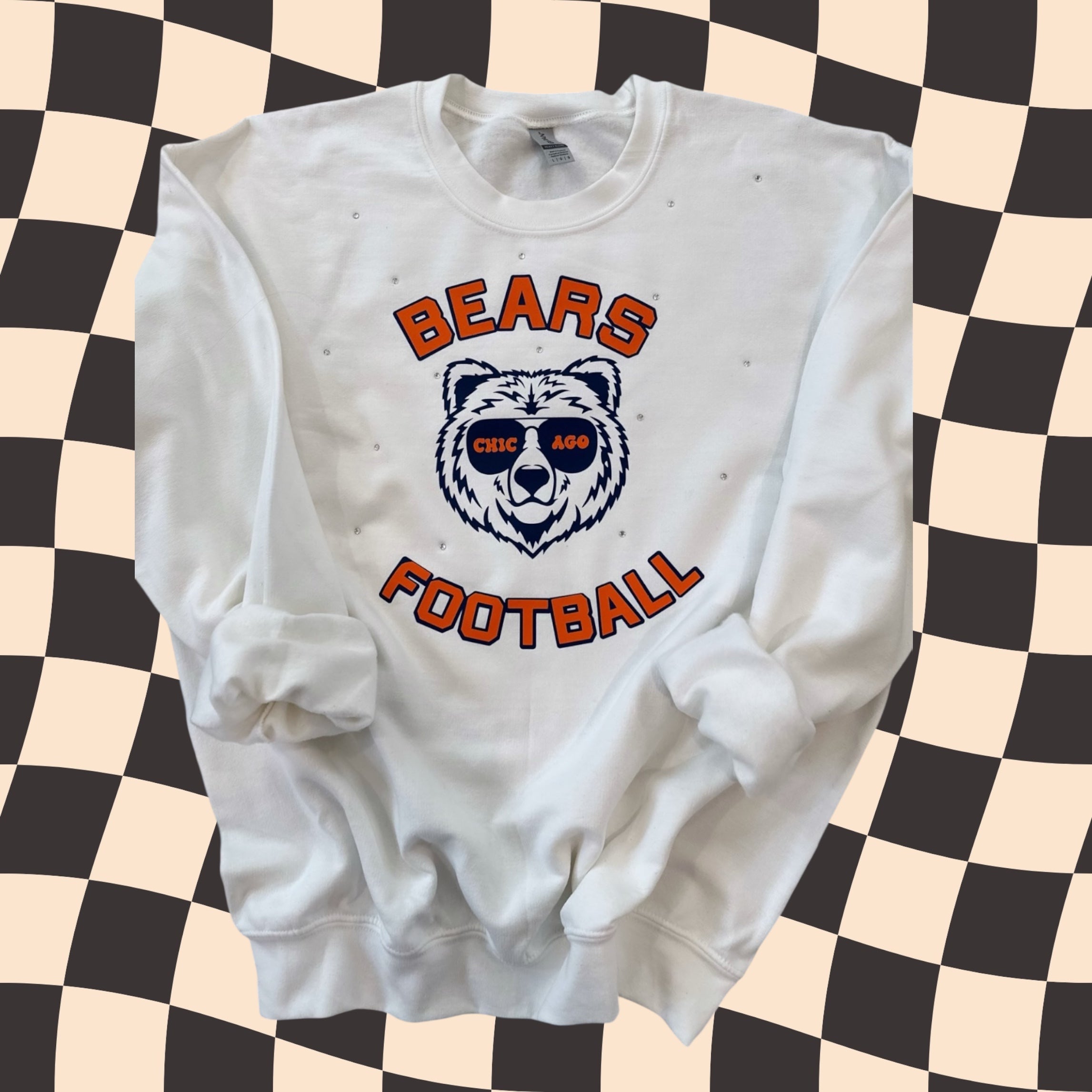 Chicago Bears Football Crewneck with rhinestones| Retro Game Day Crewneck