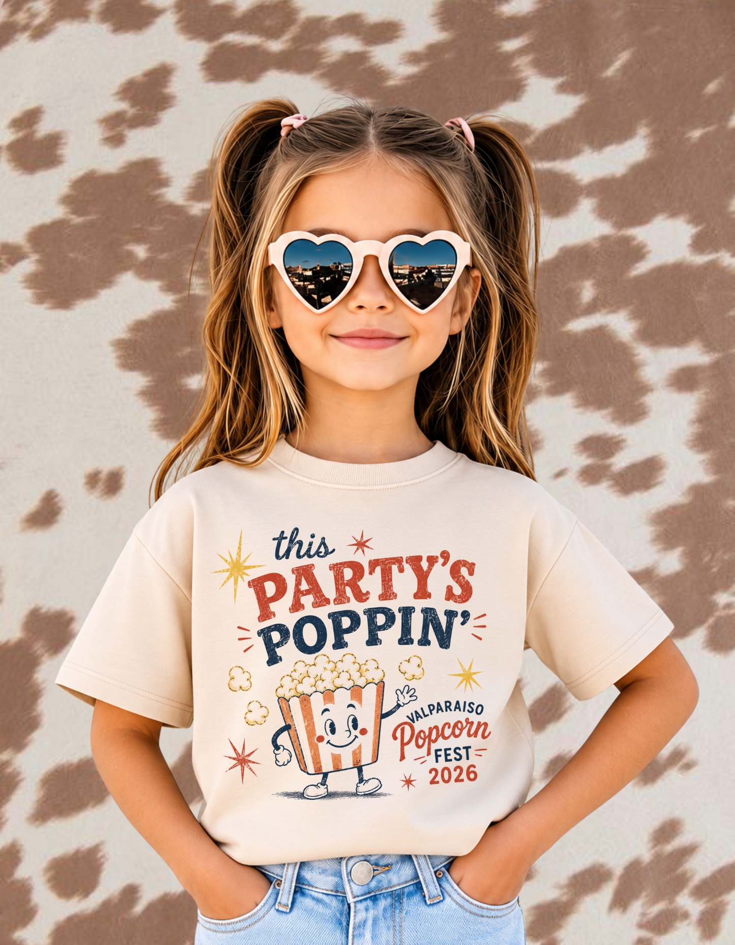 This Party’s Poppin’ – Valparaiso Popcorn Fest 2026 Kids Tee 🍿✨