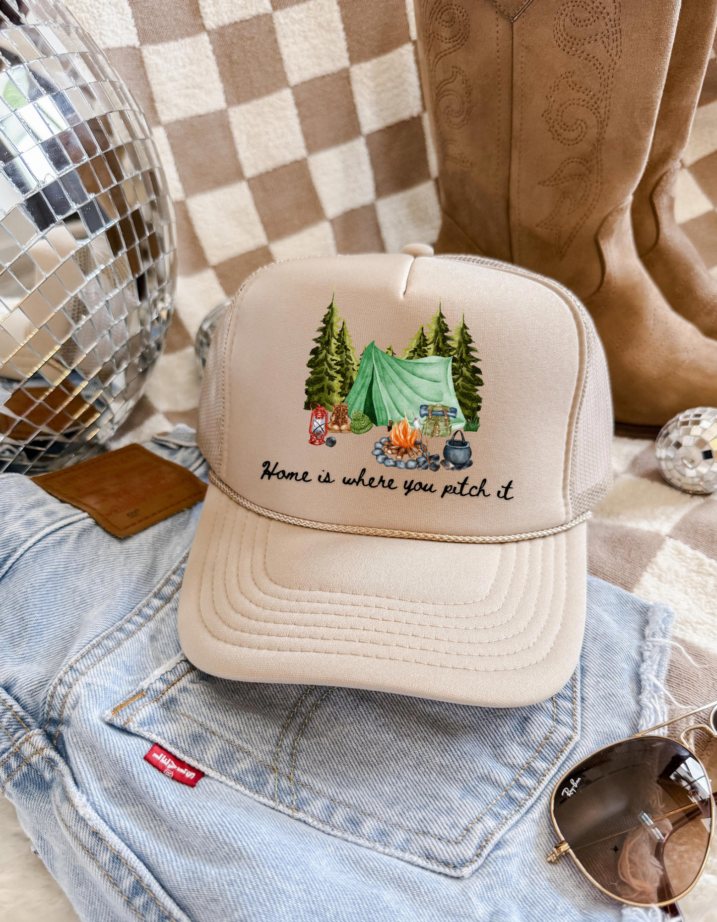 Home is Where You Pitch It Camping Trucker Hat