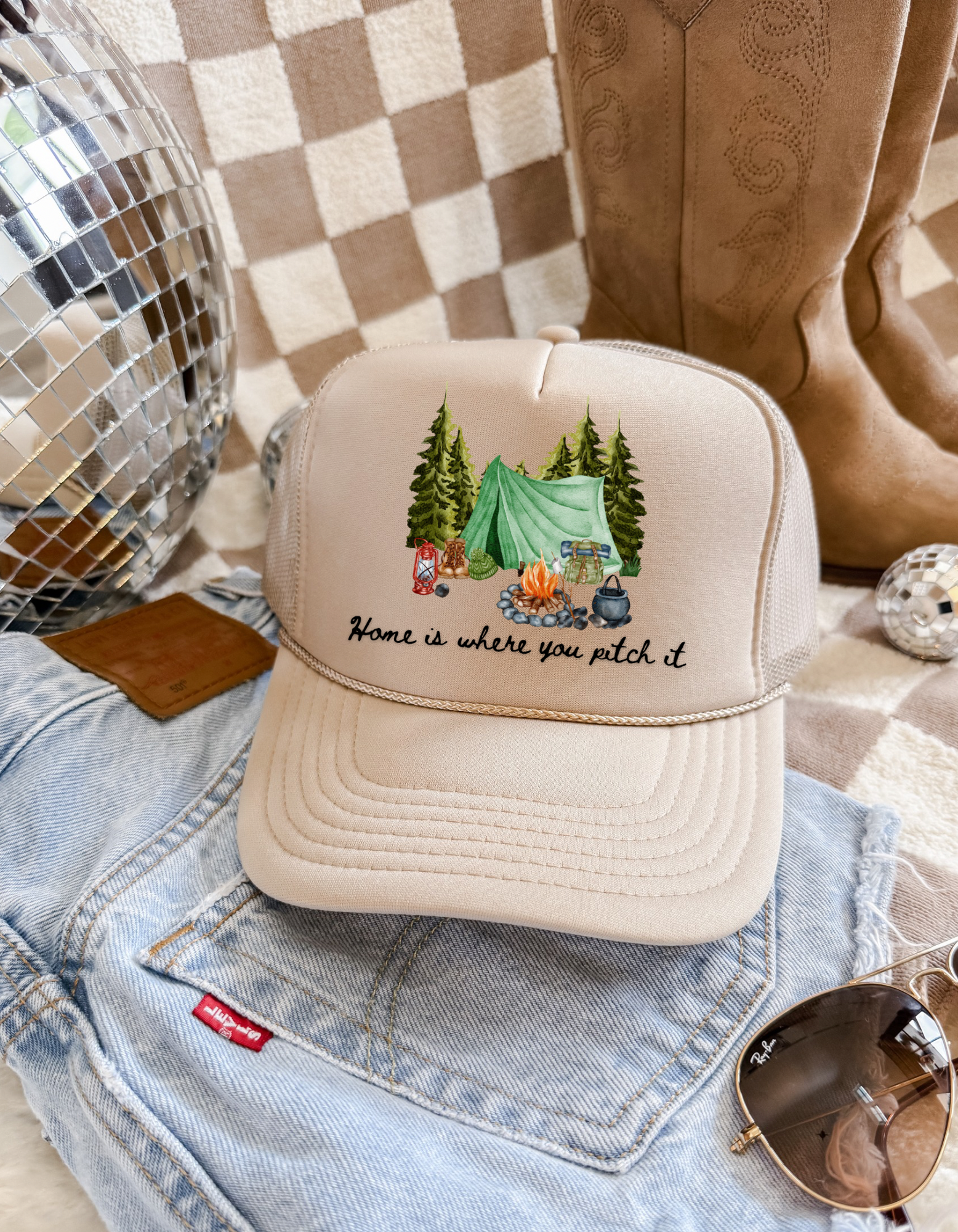Home is Where You Pitch It Camping Trucker Hat