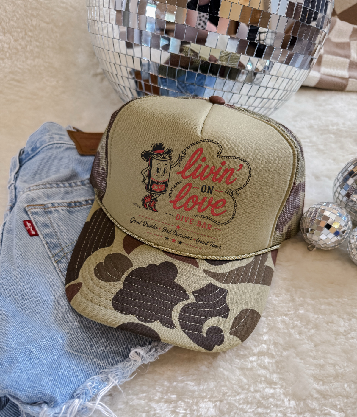 Livin’ on Love Dive Bar Trucker Hat