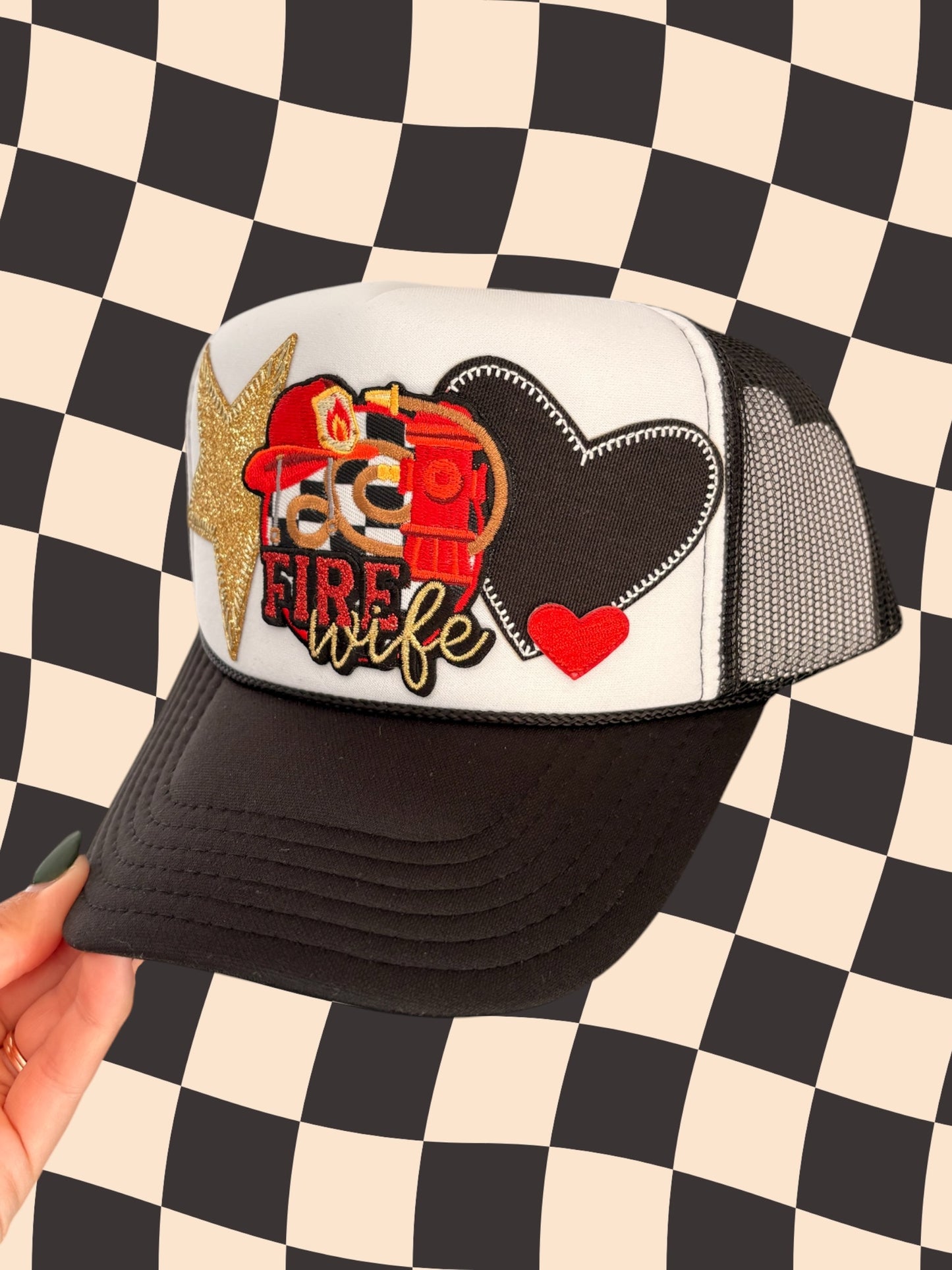 Fire Wife Trucker Hat – Custom Embroidered Hat for Firefighter Wives