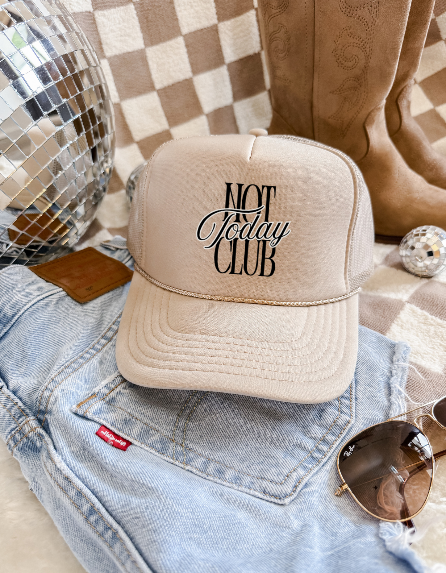 Not Today Club Trucker Hat – Retro Mesh Cap