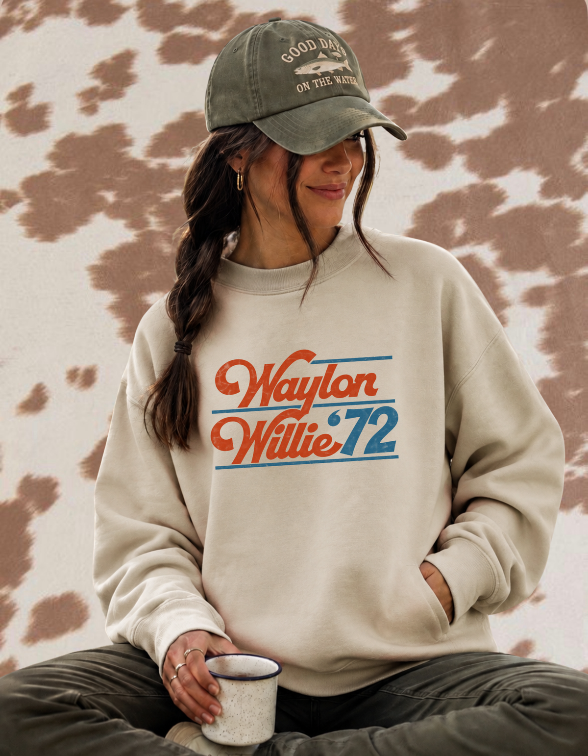Waylon + Willie ’72 Retro Country Crewneck Sweatshirt