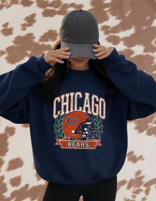 Chicago Bears Vintage Football Muscle Tee | Distressed Game Day Shirt
