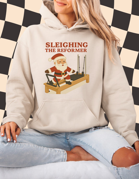 Sleighing the Reformer Hoodie 🎅 | Funny Pilates Christmas Sweatshirt