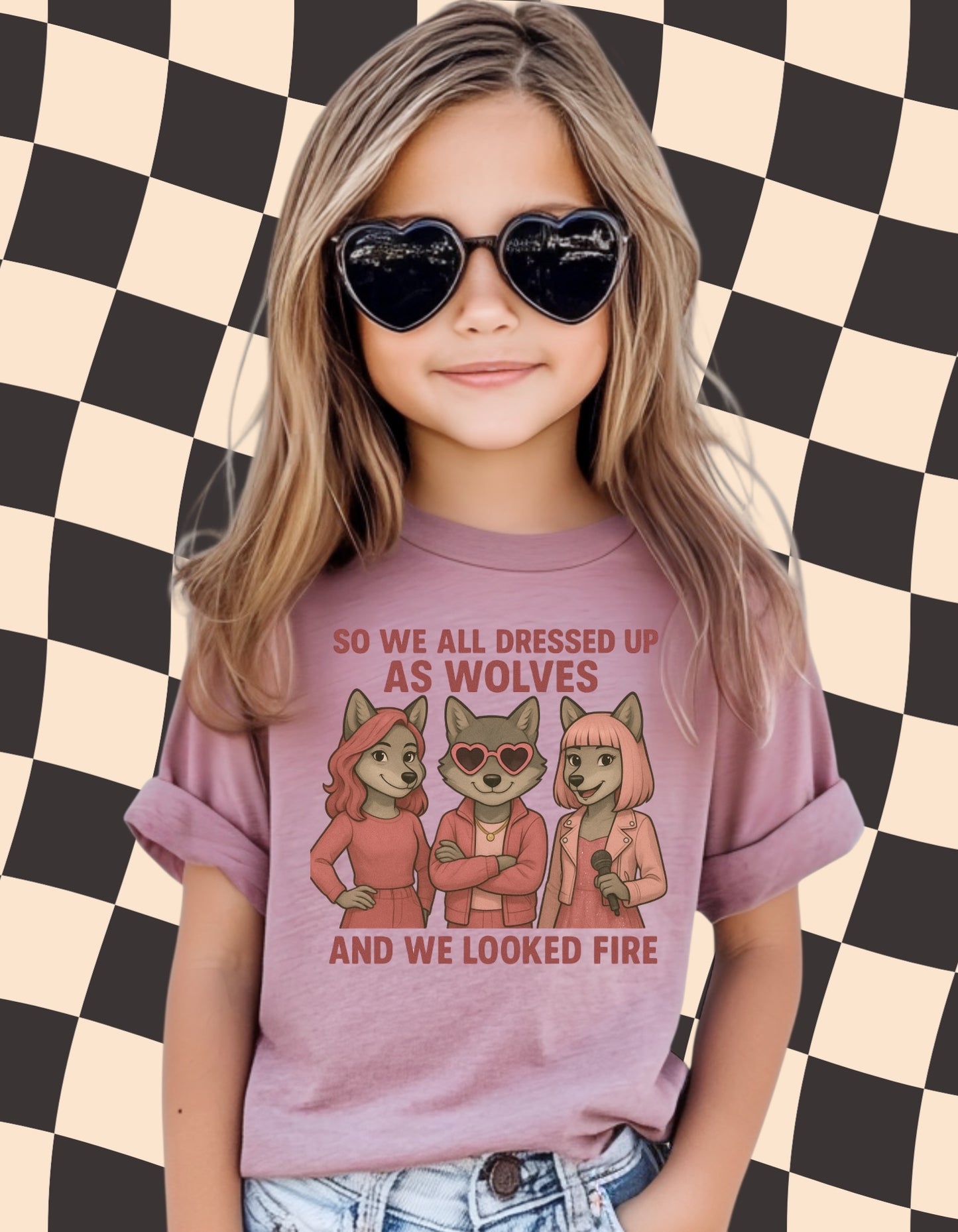 So We All Dressed Up As Wolves Tee – Trendy Kids Graphic Shirt | Wolf Pack Girls Tee