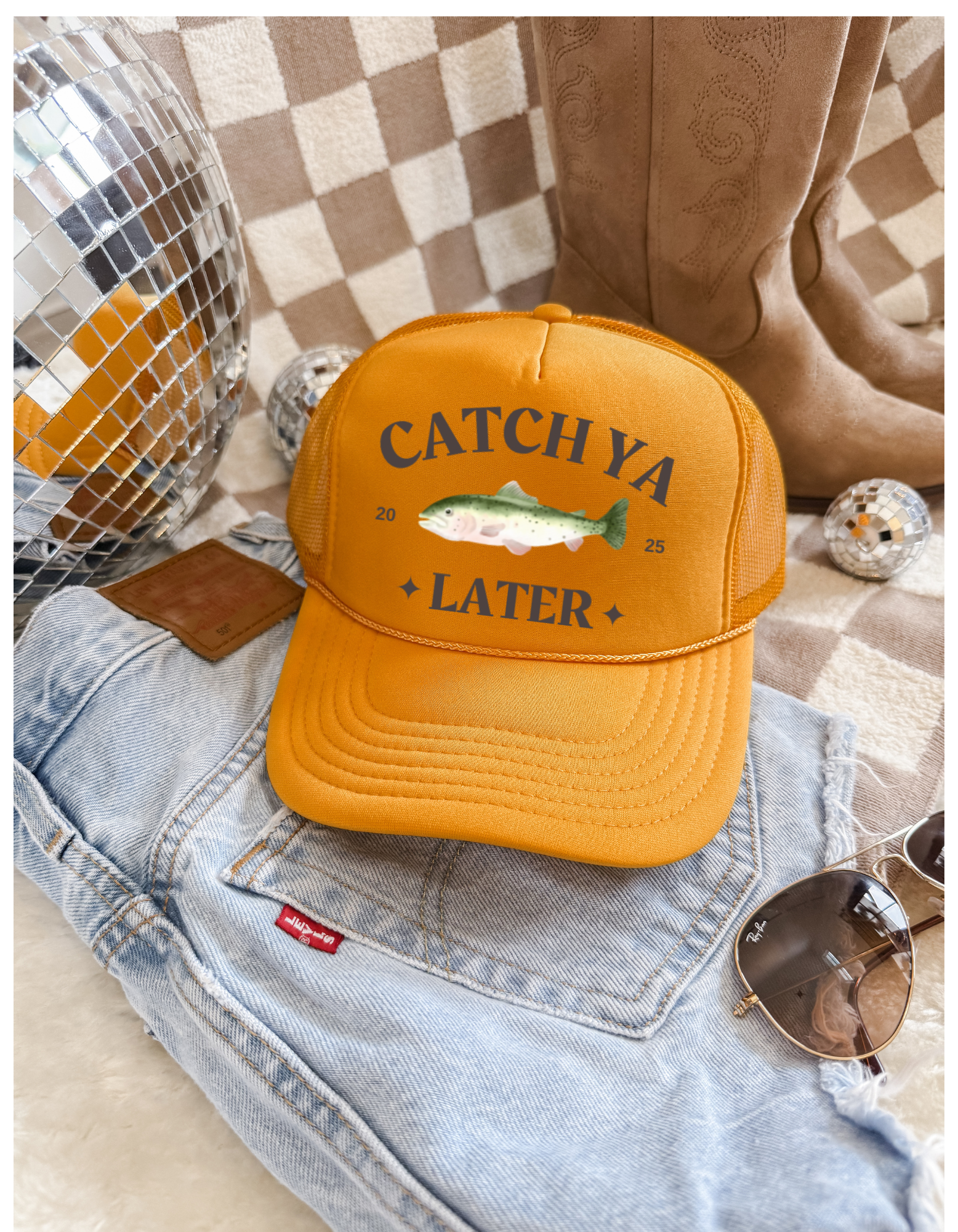Catch Ya Later Trucker Hat | Funny Fishing Hat | Retro Western Mesh Cap