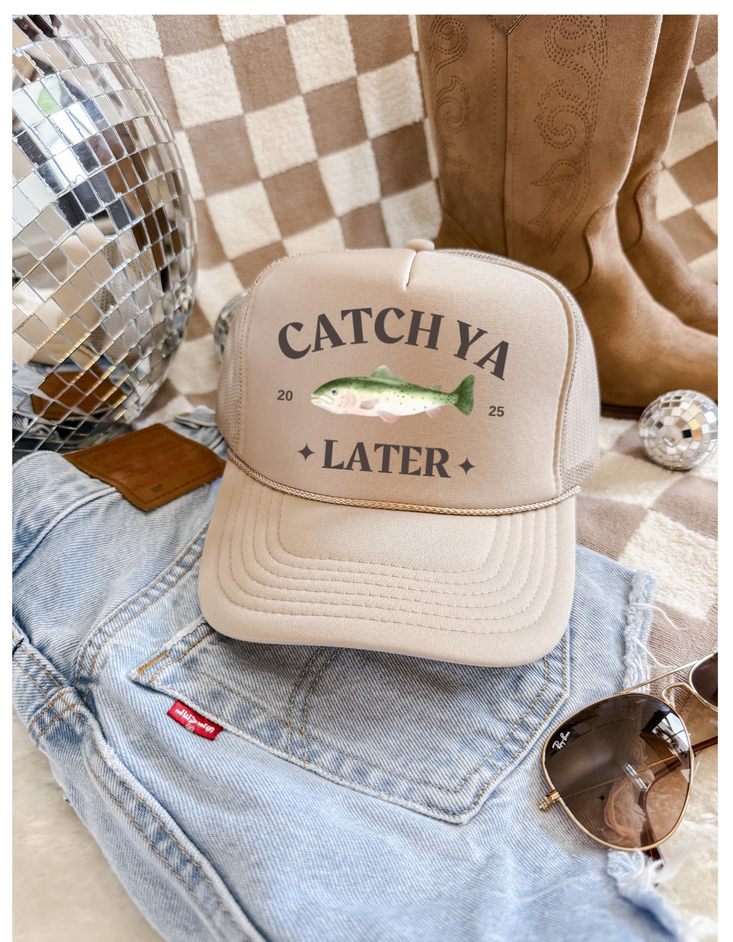 Catch Ya Later Trucker Hat | Funny Fishing Hat | Retro Western Mesh Cap