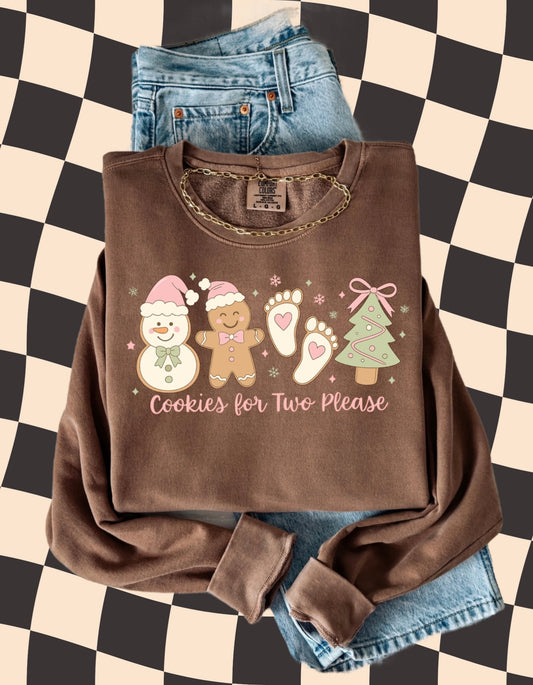 Cookies for Two Please Sweatshirt | Holiday Pregnancy Announcement Crewneck