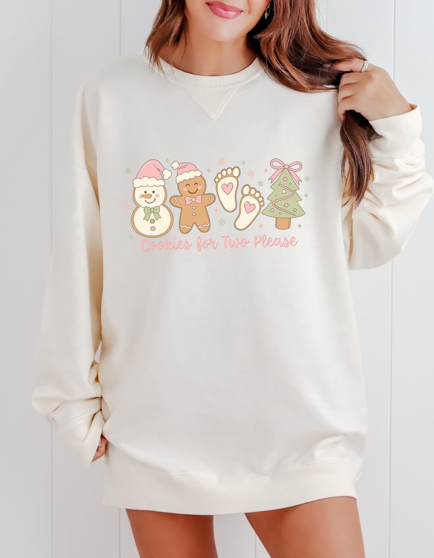 Cookies for Two Please Sweatshirt | Holiday Pregnancy Announcement Crewneck