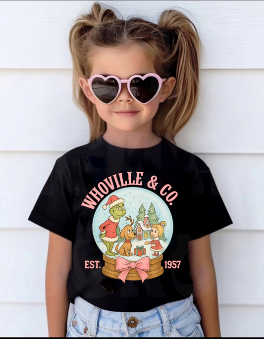 Whoville & Co Christmas Tee – Vintage Grinch-Inspired Holiday Shirt for Kids