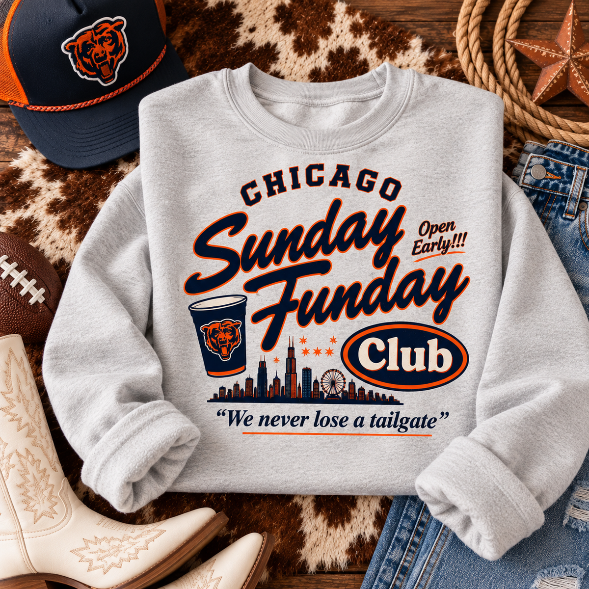 Chicago Sunday Funday Crewneck | Chicago Game Day Sweatshirt | Tailgate Sweatshirt