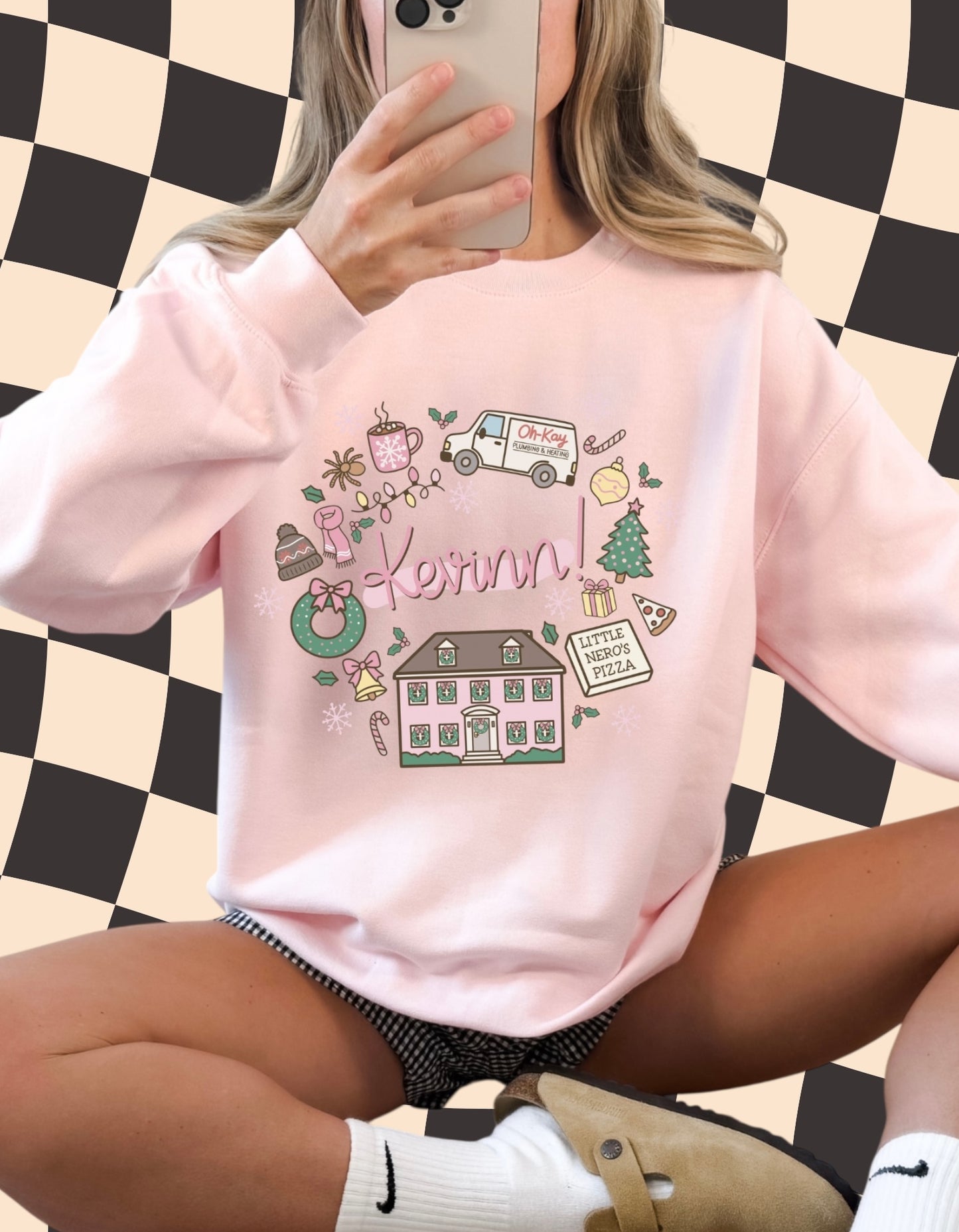 Kevin!! Home Alone Christmas Sweatshirt – Cozy Pink Holiday Crewneck