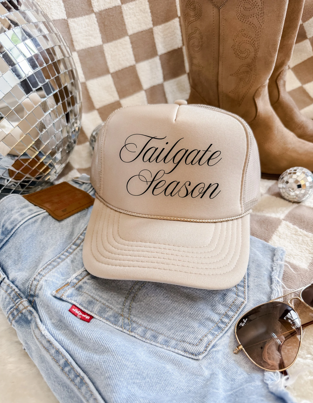 Tailgate Season Trucker Hat – Blaze Orange Camo Mesh Cap