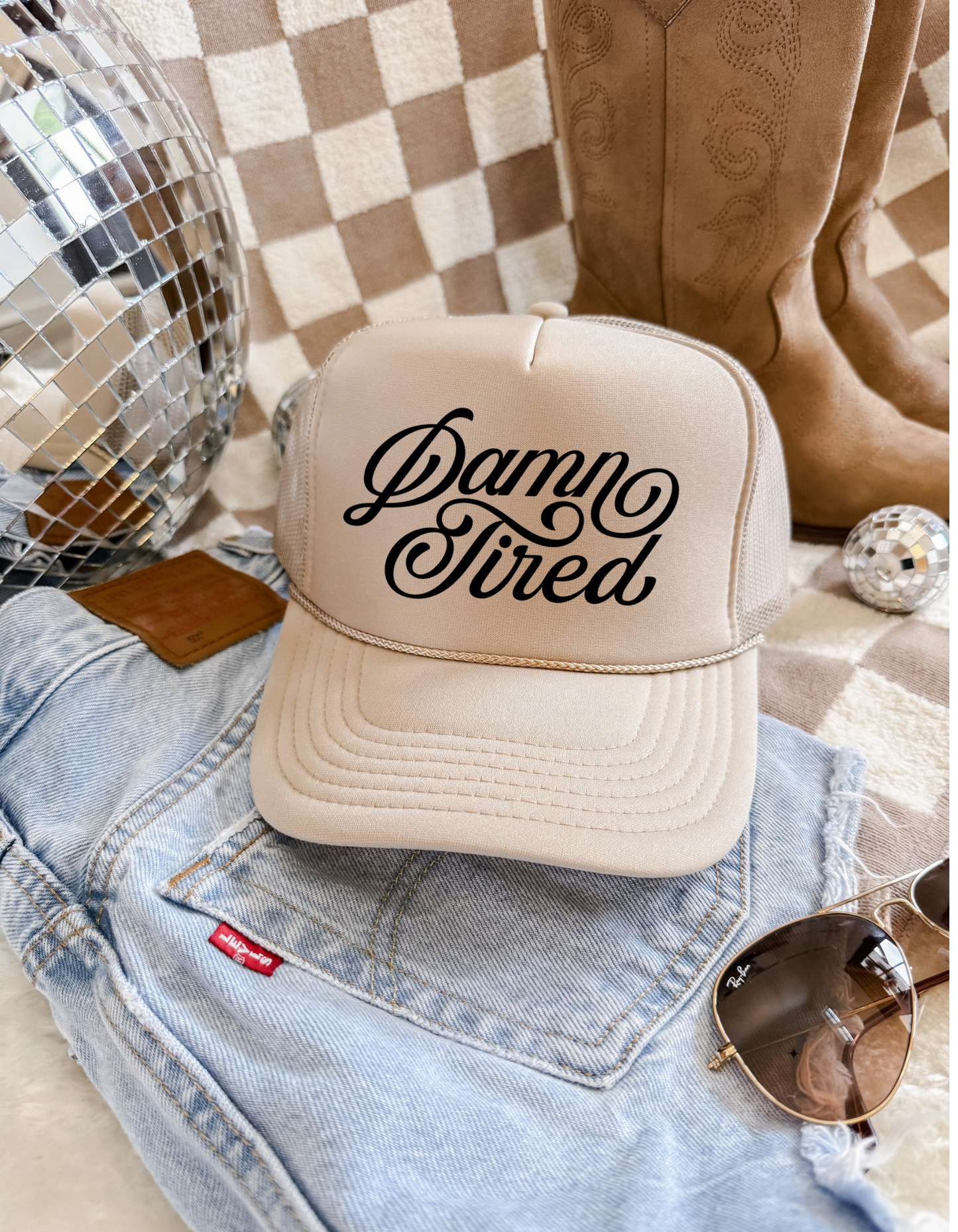 Damn Tired Trucker Hat